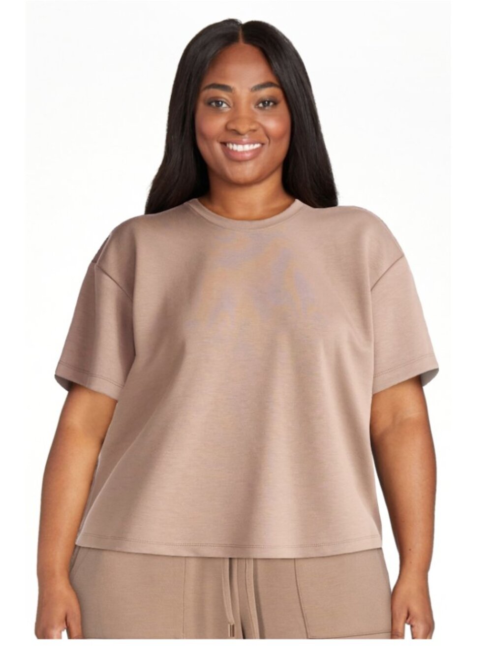 Scoop Short Sleeve Cropped Lightweight Cloud Sweatshirt